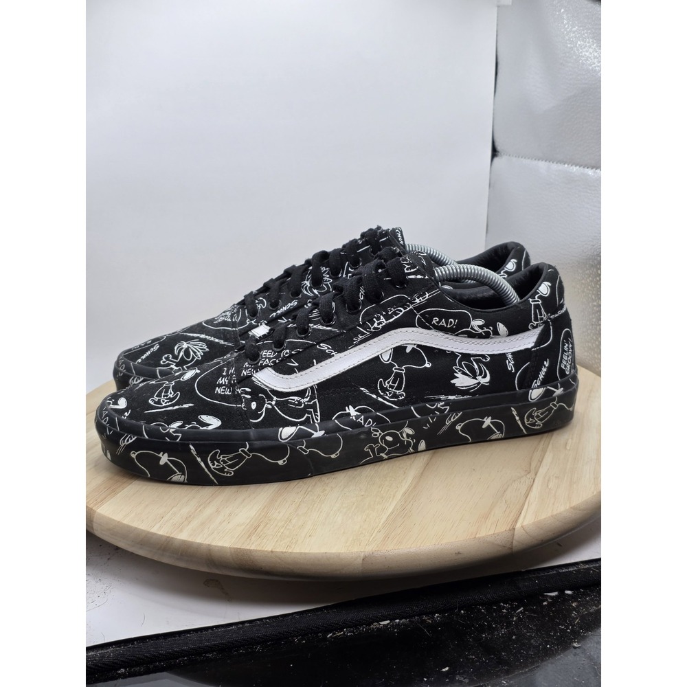Mens Siz 11.5 - VANS Old Skool Vans x Peanuts Snoopy Sketch Print Black/White